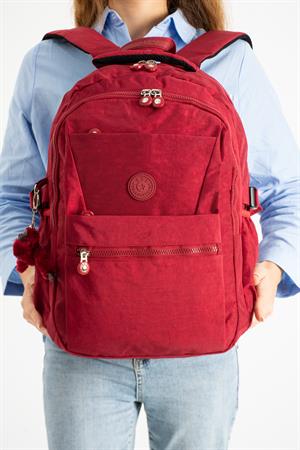 Ultra Hafif Çok Cepli Krinkıl Sırt Çantası Kırmızı (Model: 571-3A)