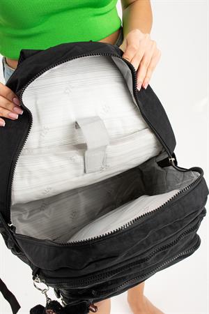 Ultra Hafif Çok Cepli Krinkıl Sırt Çantası Unisex Siyah (Model: 571-3B)