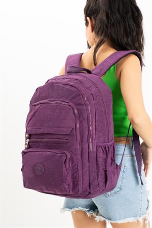 Ultra Hafif Çok Cepli Krinkıl Sırt Çantası Mor (Model: 571-3B)