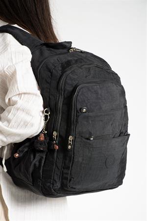 Ultra Hafif Çok Cepli Krinkıl Sırt Çantası Unisex Siyah (Model: 571-2B)