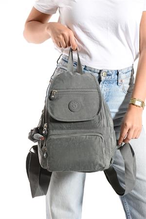 Ultra Hafif Çok Cepli Küçük Boy Sırt Çantası Unisex Gri (Model: 571-4G)