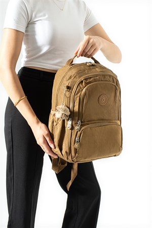 Ultra Hafif Çok Cepli Orta Boy Sırt Çantası Taba Model: (571-4H)