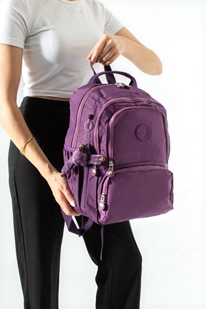 Ultra Hafif Çok Cepli Orta Boy Sırt Çantası Mor Model: (571-4H)