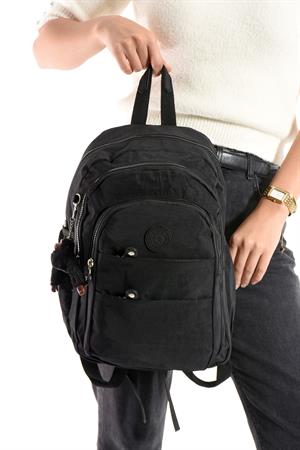 Ultra Hafif Çok Cepli Orta Boy Sırt Çantası Unisex Siyah (Model: 571-4C)