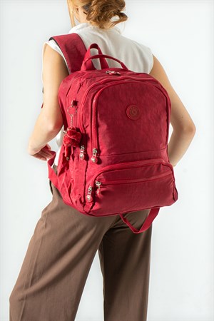 Ultra Hafif Çok Cepli Orta Boy Sırt Çantası Kırmızı Model: (571-3M)
