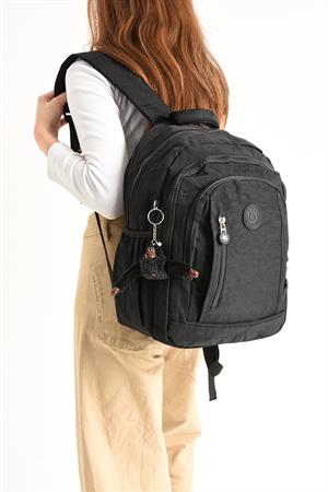 Ultra Hafif Çok Cepli Orta Boy Sırt Çantası Unisex Siyah (Model: 571-4D)