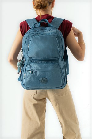 Ultra Hafif Çok Cepli Orta Boy Sırt Çantası Mavi Model: (571-4H)