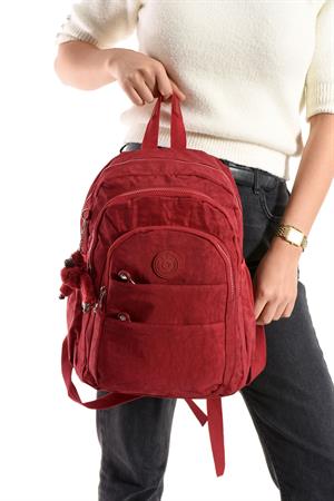 Ultra Hafif Çok Cepli Orta Boy Sırt Çantası Unisex Kırmızı (Model: 571-4C)