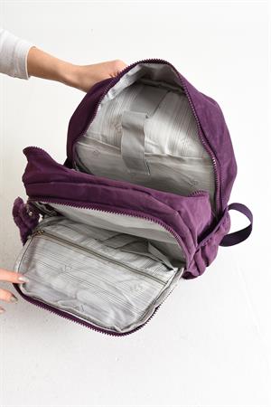 Ultra Hafif Çok Cepli Orta Boy Sırt Çantası Mor (Model: 571-4D)