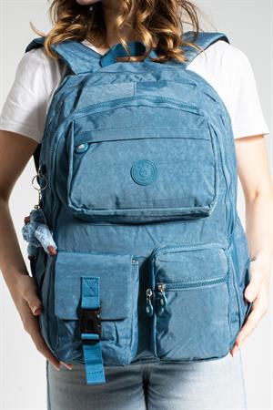 Ultra Hafif Çok Cepli Su Geçirmez Sırt Çantası Unisex Mavi (Model: 571-1K)