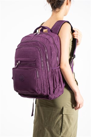 Ultra Hafif Çok Cepli Su Geçirmez Sırt Çantası Unisex Mor (Model: 571-2F)