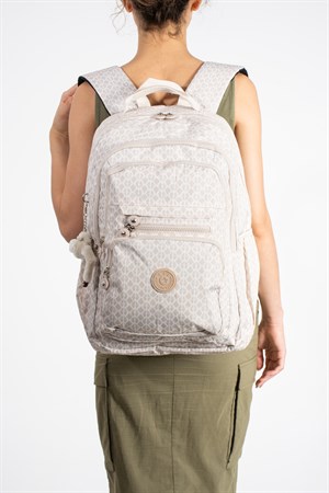Ultra Hafif Çok Cepli Su Geçirmez Sırt Çantası Unisex Desenli Krem (Model: 571-2F)