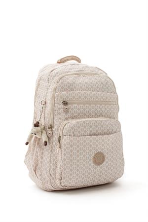 Ultra Hafif Çok Cepli Su Geçirmez Sırt Çantası Unisex Desenli Krem (Model: 571-1B)