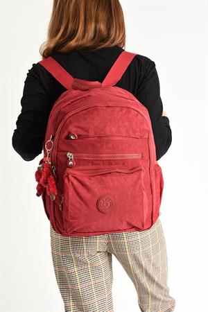 Ultra Hafif Orta Boy Sırt Çantası  Çok Cepli Unisex Kırmızı (Model: 571-4B)