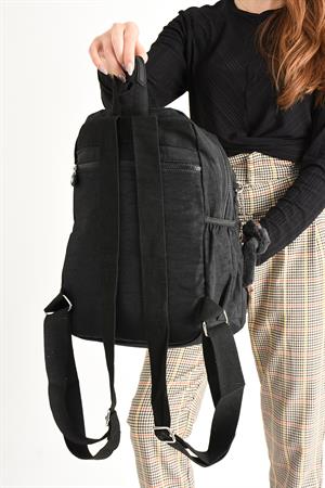 Ultra Hafif Orta Boy Sırt Çantası  Çok Cepli Unisex Siyah (Model: 571-4B)