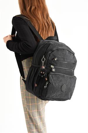 Ultra Hafif Orta Boy Sırt Çantası  Çok Cepli Unisex Siyah (Model: 571-4B)