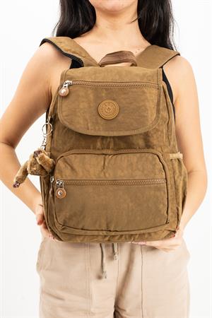 Ultra Hafif Orta Boy Sırt Çantası Çok Cepli Unisex Taba (Model: 571-4A)