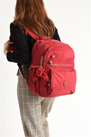 Ultra Hafif Orta Boy Sırt Çantası  Çok Cepli Unisex Kırmızı (Model: 571-4B)