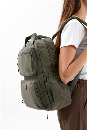 Ultra Hafif Çok Bölmeli Büyük Boy Sırt Çantası(Su Geçirmez, Notebook, Laptop) Haki Yeşil Model: (571-13-9F)