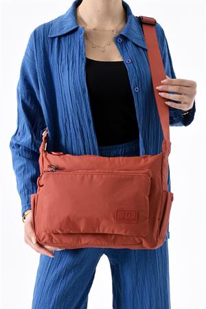 Ultra Hafif Su Geçirmez Çok Cepli Omuz Çantası Kiremit (Model: 571-13-9J) 