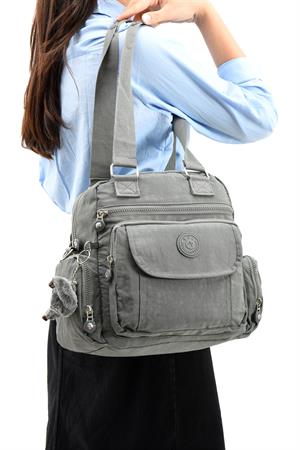 Ultra Hafif Su Geçirmez Çok Cepli Omuz Çantası Gri (Model: 571-5E) 