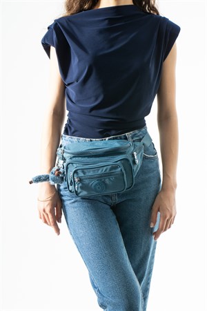Unisex Çok Cepli, Su Geçirmez, Çapraz Askılı Bel Çantası (Freebag) Mavi Model: 571-7J