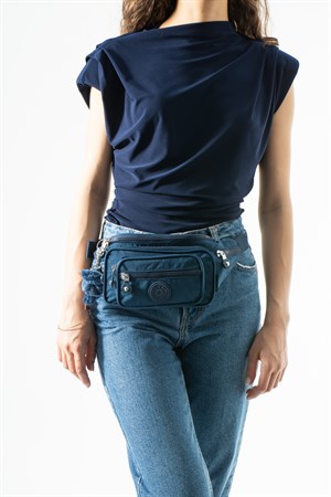 Unisex Çok Cepli, Su Geçirmez, Çapraz Askılı Bel Çantası (Freebag) Lacivert Model: 571-7J