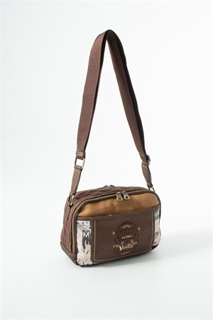 Ventis Amazing Vintage Kadın Omuz Çantası Çok Bölmeli Desenli Tasarım Kapitone Kahverengi Model: 571-21B