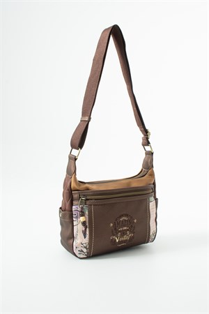 Ventis Amazing Vintage Kadın Omuz Çantası Çok Bölmeli Desenli Tasarım Kapitone Kahverengi Model: 571-21C