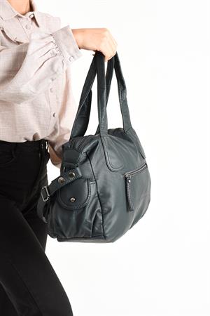 Suni Deri Çapraz Askılı Çok Bölmeli Omuz Çantası Mavi (Model: 571-11-10F)