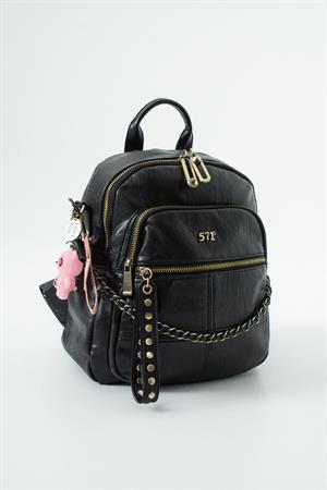 Yıkanmış Deri, Çok Gözlü, Sırt Çantası (Gündelik, Seyahat) Siyah Model: (571-14-17S)