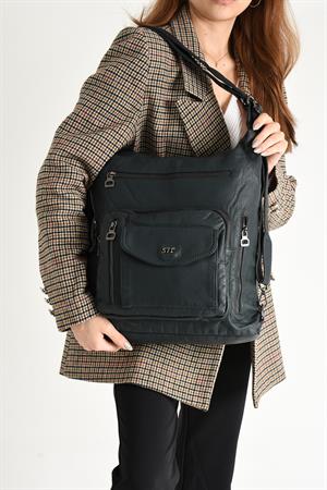 Yıkanmış Deri Hem Sırt Hem Omuz Çantası Mavi (Model: 571-9-10A) 