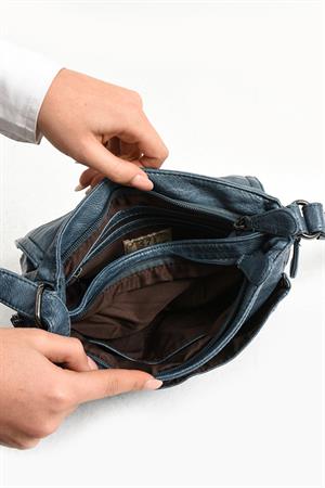 Suni Deri Omuz Çantası Mavi (Model: 571-11-13E) 