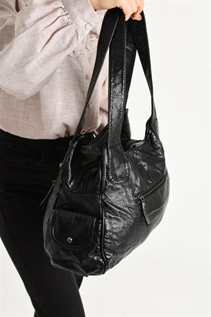 Suni Deri Omuz Çantası Siyah (Model: 571-11-13C) 