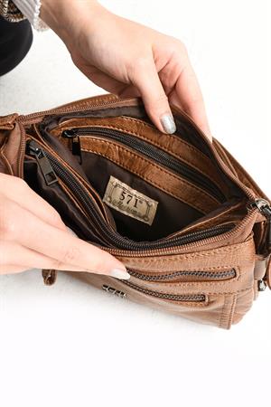 Suni Deri Omuz Çantası Taba (Model: 571-11-13G) 