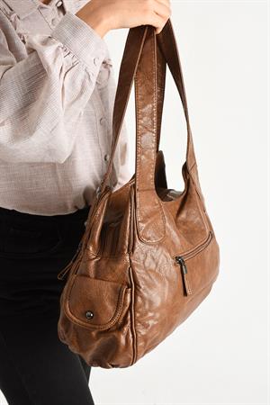 Suni Deri Omuz Çantası Taba (Model: 571-11-13C) 