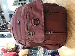Yıkanmış Deri Sırt Çantası (571-1-6F) Bordo