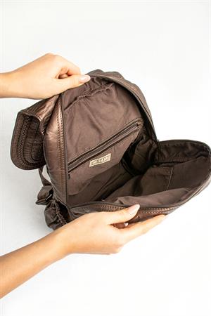 Yıkanmış Deri Sırt Çantası Bronz (Model: 571-9-11C)