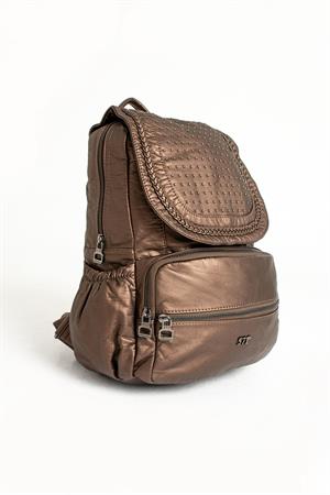 Yıkanmış Deri Sırt Çantası Bronz (Model: 571-9-11C)