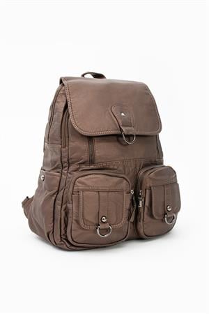 Yıkanmış Deri Sırt Çantası Bronz (Model: 571-11-11E)