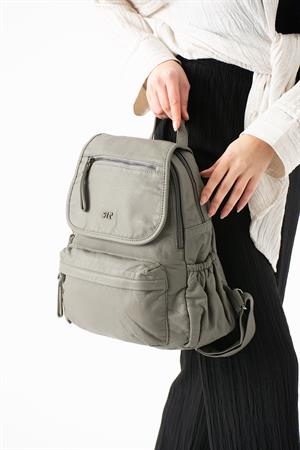 Yıkanmış Deri Sırt Çantası Gri Model: (571-14-11M)
