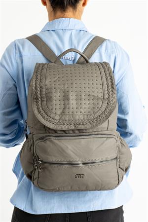 Yıkanmış Deri Sırt Çantası Gri (Model: 571-9-11C)