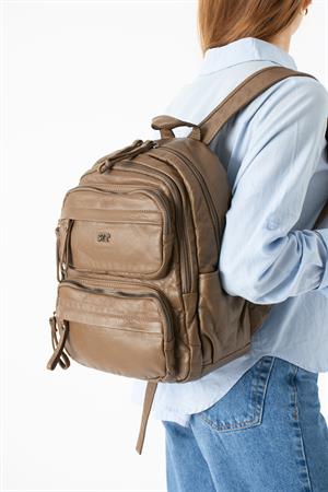 Yıkanmış Deri Sırt Çantası Kahverengi Model: (571-14-11U)