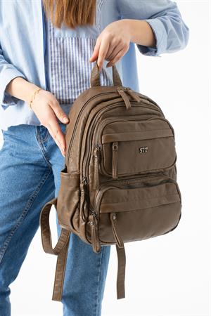 Yıkanmış Deri Sırt Çantası Kahverengi Model: (571-14-11U)