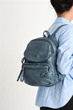 Suni Deri yumuşak dokumalı  Sırt Çantası Mavi (Model: 571-11-12H)