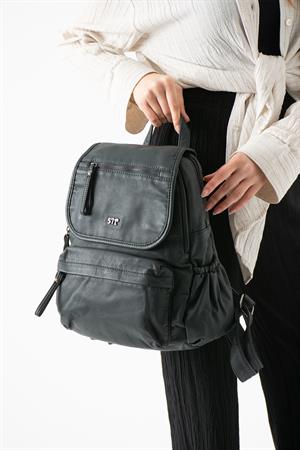 Yıkanmış Deri Sırt Çantası Lacivert Model: (571-14-11M)