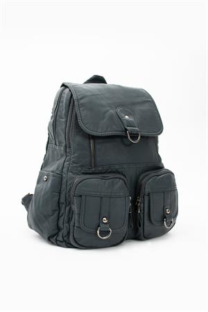 Yıkanmış Deri Sırt Çantası Mavi (Model: 571-11-11E)