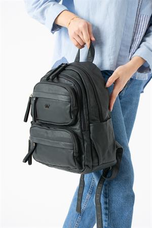 Yıkanmış Deri Sırt Çantası Lacivert Model: (571-14-11U)