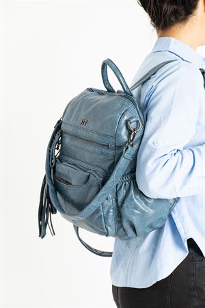 Suni Deri Sırt Çantası Mavi (Model: 571-9-12B)