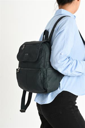 Yıkanmış Deri Sırt Çantası Mavi (Model: 571-9-11A) 